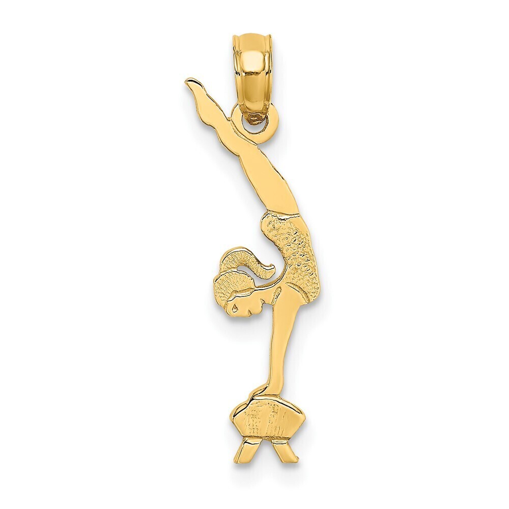 10k Yellow Gold Sports Theme Gymnastics Necklace Charm Pendant